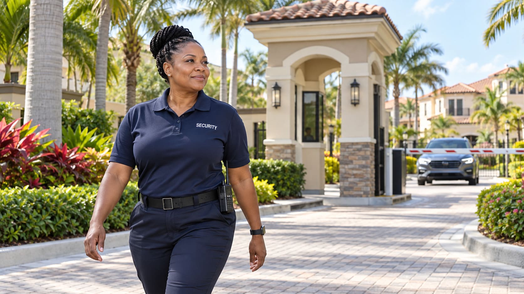Security guard at a South Florida residential community entrance
